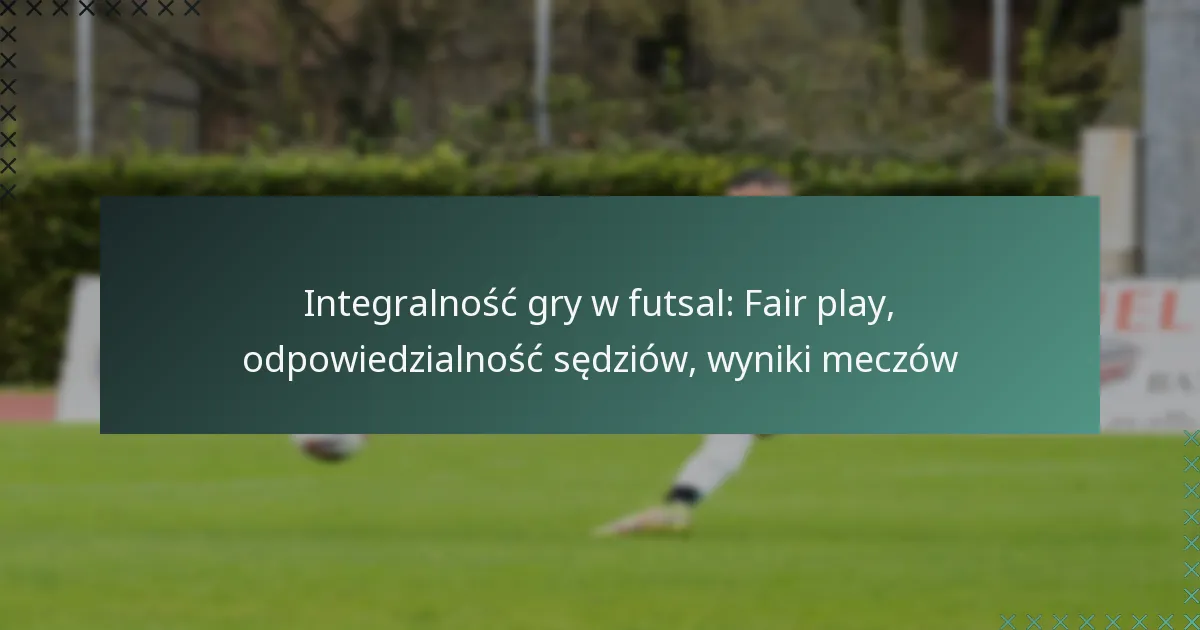 Integralność gry w futsal: Fair play, odpowiedzialność sędziów, wyniki meczów